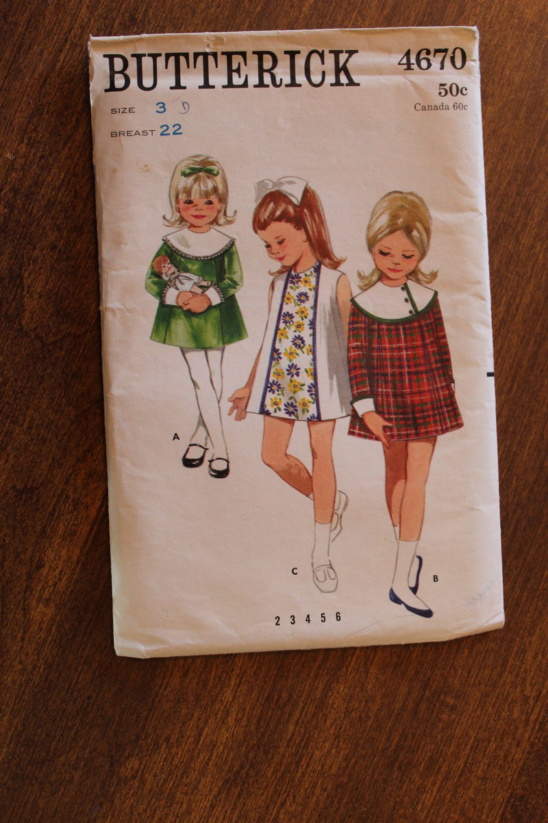 Butterick 4670, Girls Dresses, Uncut Sewing Pattern