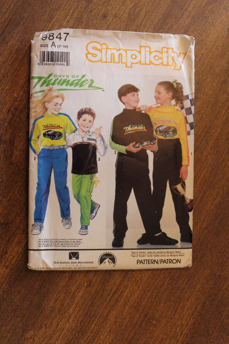 Simplicity 9847, Childrens Pants, Knit Tops, Uncut Sewing Pattern