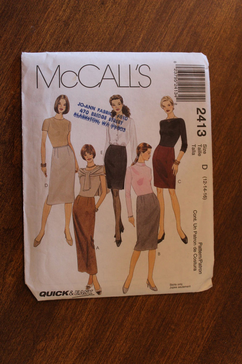 McCalls 2413, Misses Skirts, 3 lengths, Uncut Sewing Pattern