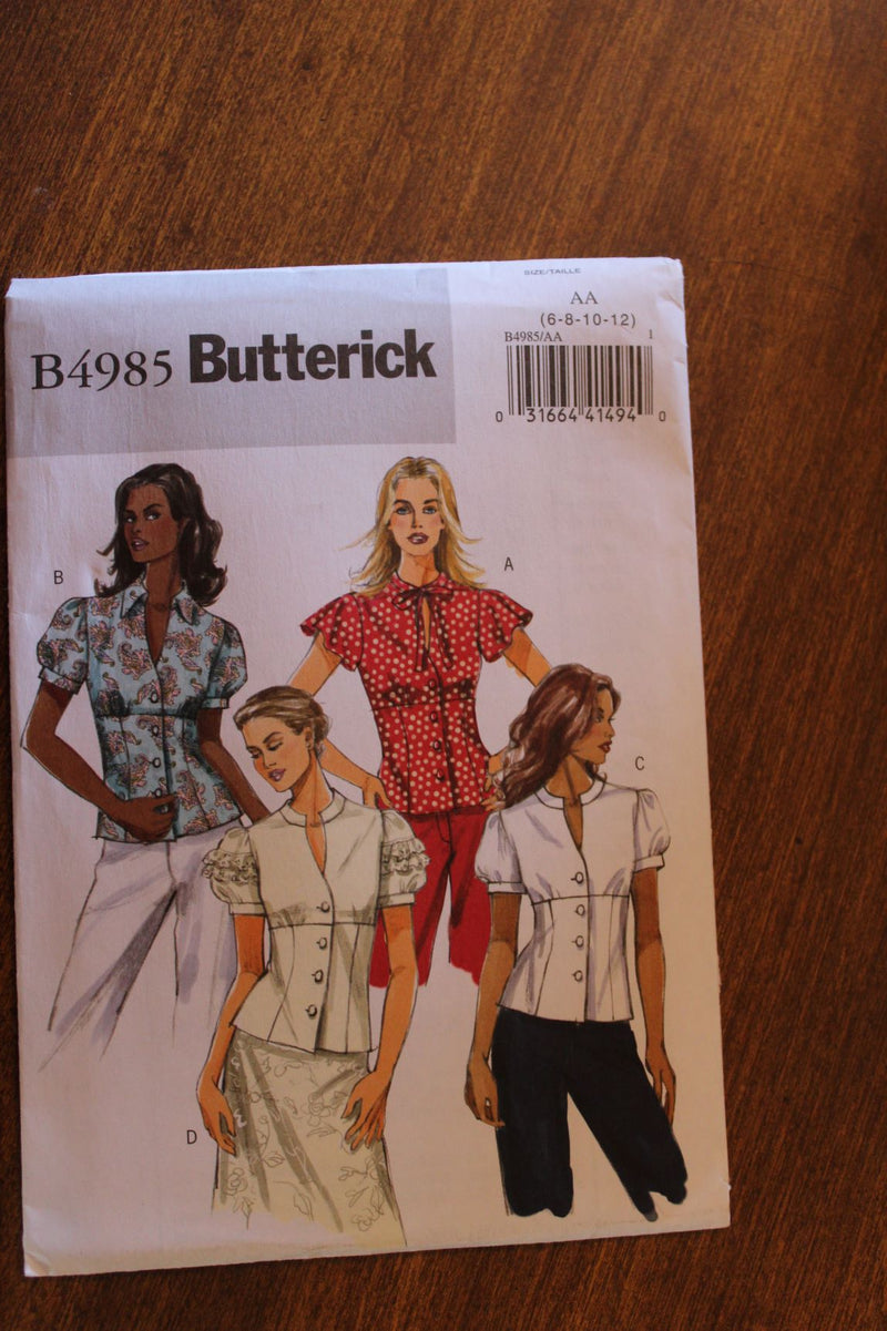 Butterick B4985, Misses Blouses, Uncut Sewing Pattern