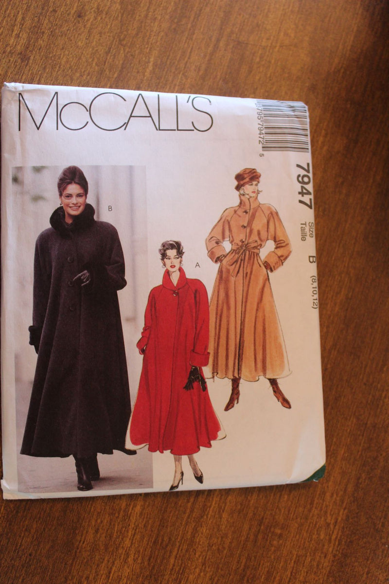 McCalls 7947, Misses Coats, Lined, Uncut Sewing Pattern