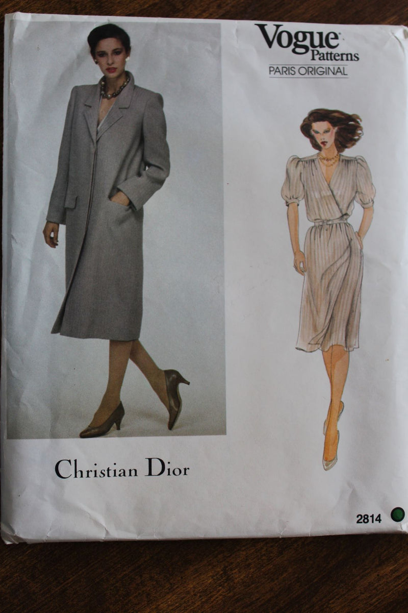 Vogue 2814, Misses Dress and Coat, Uncut Sewing Pattern, Christian Dior