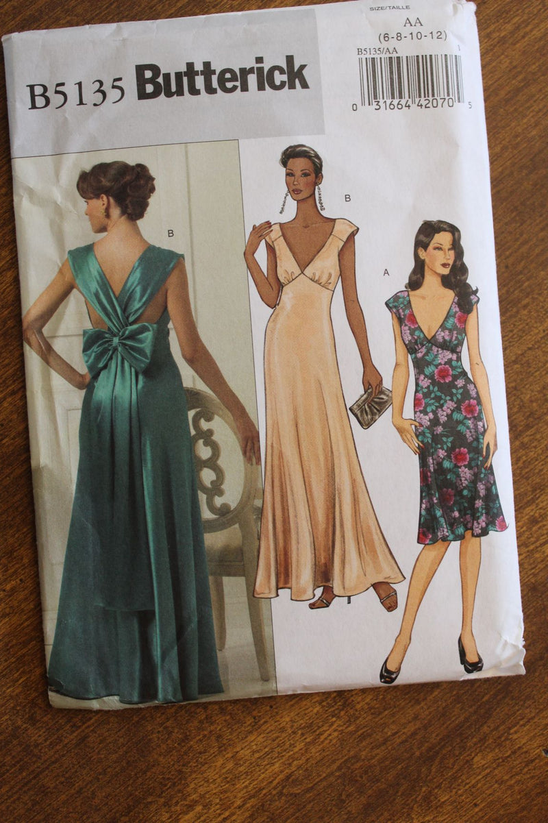 Butterick B5135, Misses Evening Wear, Dresses, Formals, Uncut Sewing Pattern