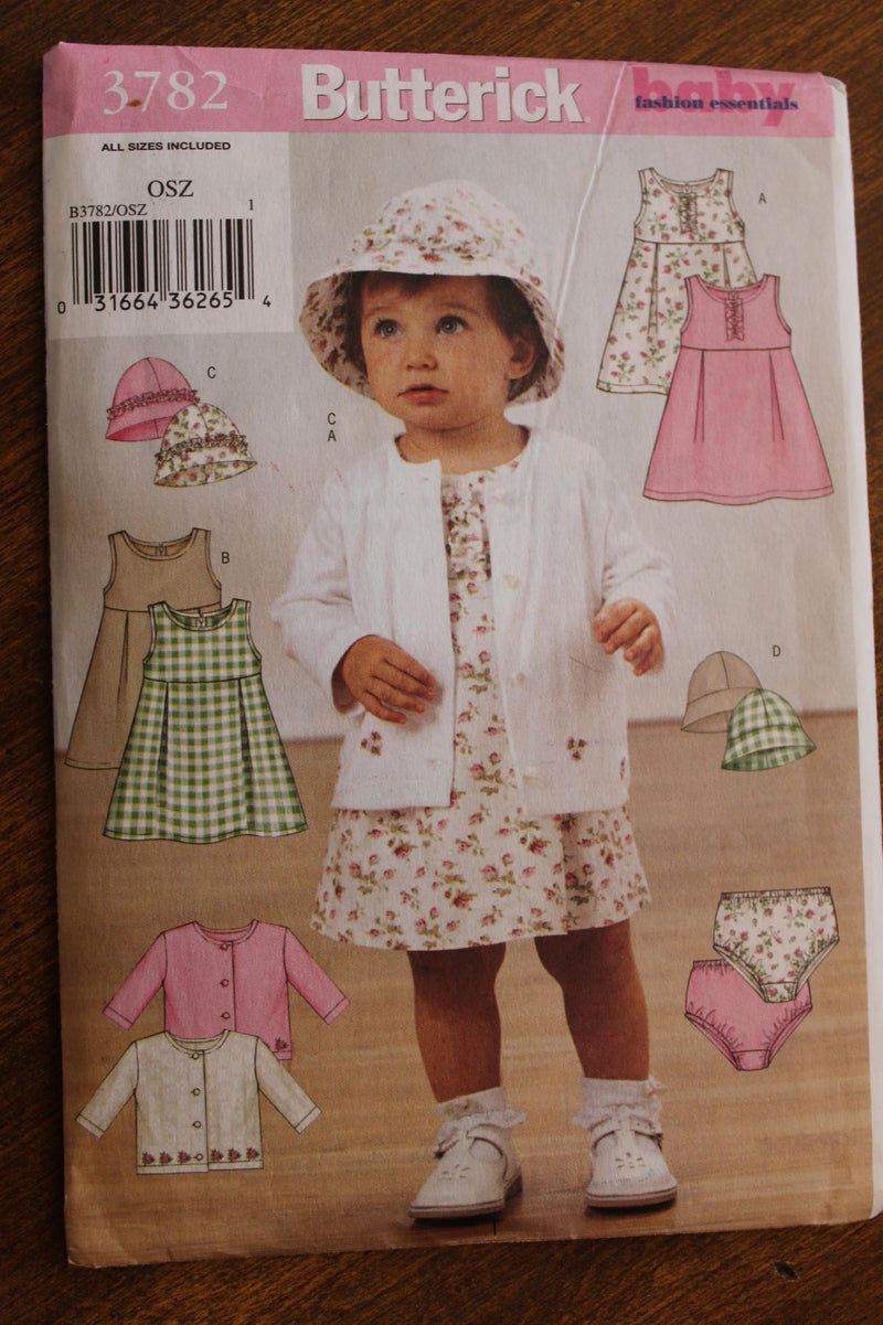 Butterick 3782, Girls Dress, Panties, Hat, Jacket, Uncut Sewing Pattern
