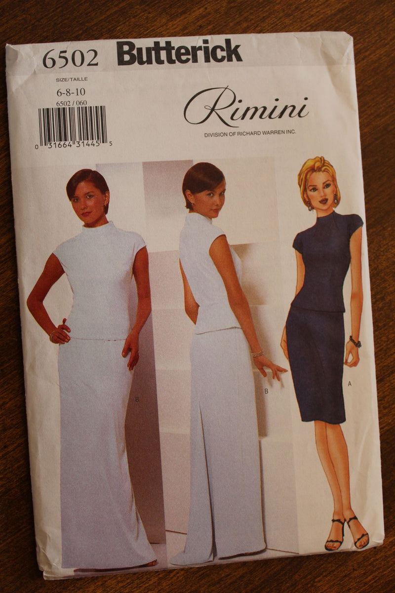Butterick 6502, Misses Tops and Skirts, Evening Wear, Uncut Sewing Pattern