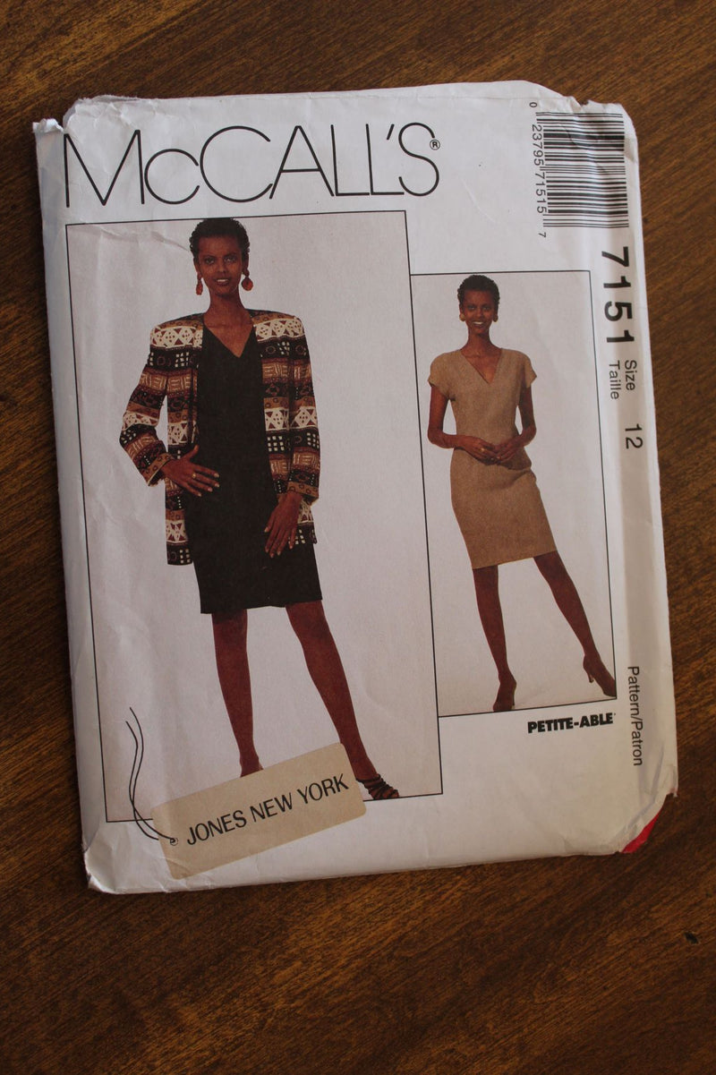 McCalls 7151, Misses Dresses, Lined Cardigan, Uncut Sewing Pattern