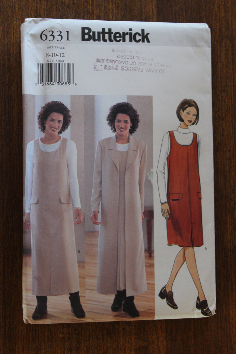 Butterick 6331, Misses Jumper and Duster, Uncut Sewing Pattern, Sz Varies