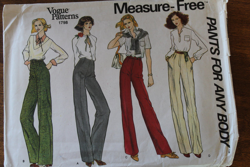 Vogue 1798, Misses Pants, Uncut Sewing Pattern