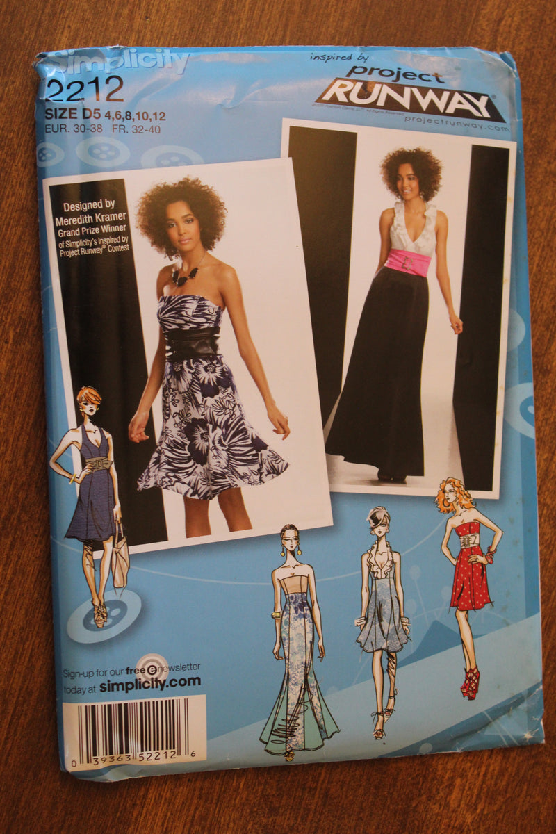 Simplicity 2212, Misses Dresses, Evening Wear, Uncut Sewing Pattern, Project Runway