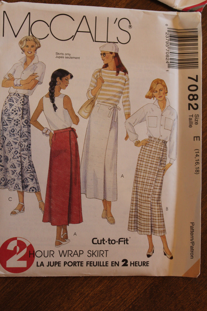 McCalls 7082, Misses Skirts, Wrap Style, Uncut Sewing Pattern