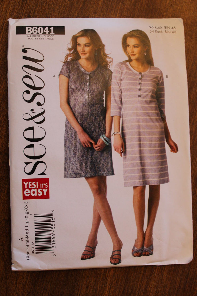 Butterick See and Sew B6041, Misses Dresses, Uncut Sewing Pattern