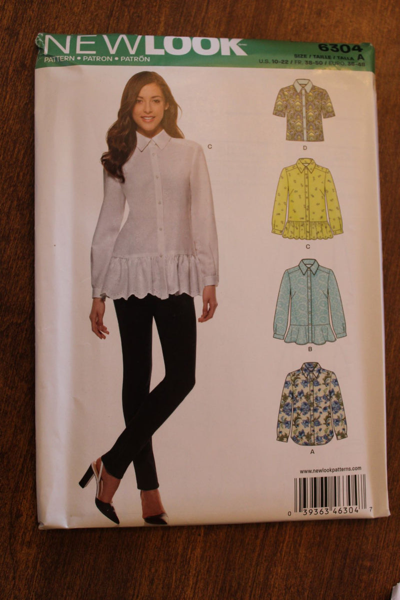 New Look 6304, Misses Shirts, Blouses, Uncut Sewing Pattern