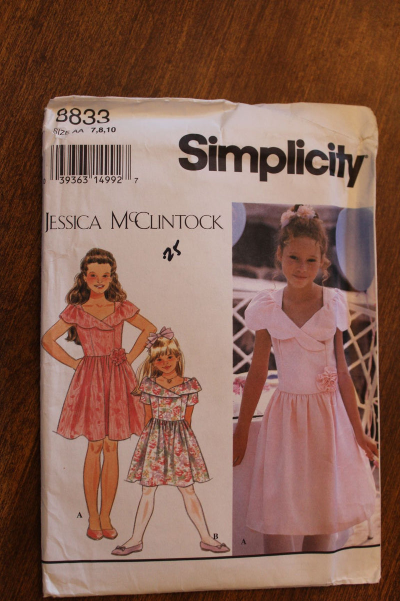 Simplicity 8833, Girls Dresses, Uncut Sewing Pattern, Jessica McClintock designer