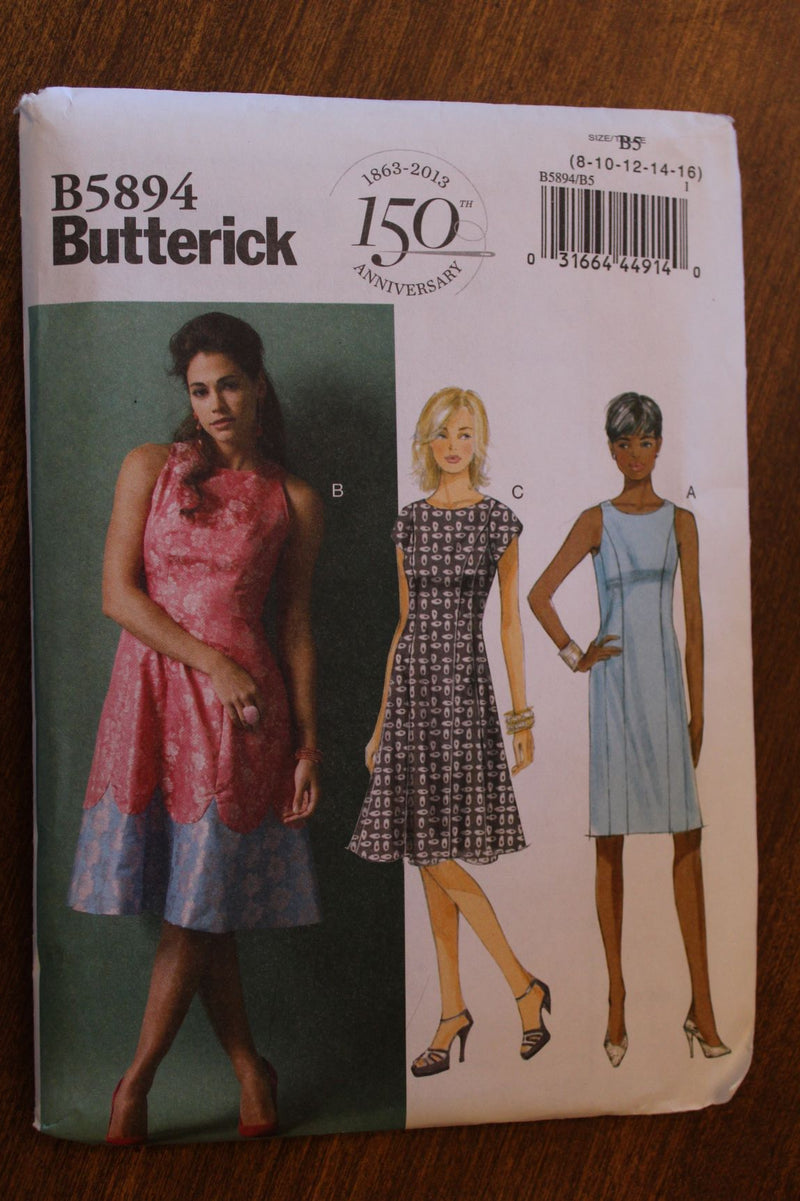 Butterick B5894, Misses Dresses, Lined, Uncut Sewing Pattern