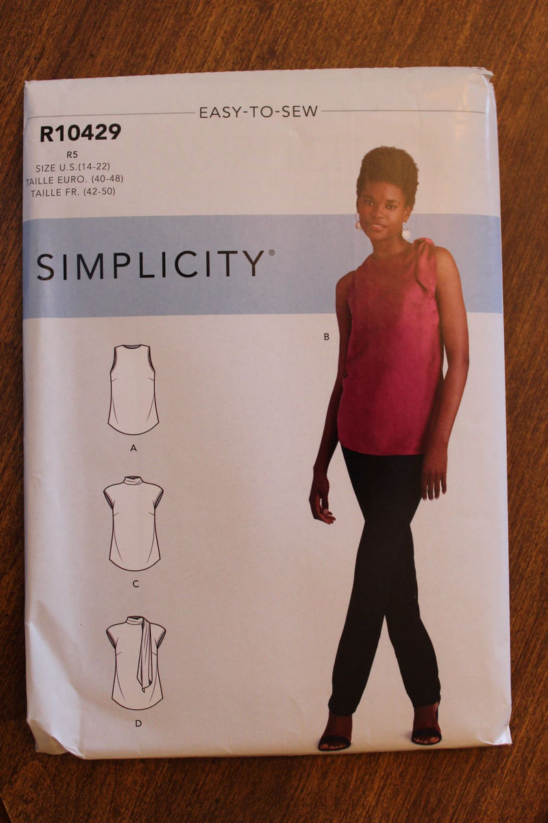 Simplicity R10429, Misses Tops, Uncut Sewing Pattern, Sz Varies