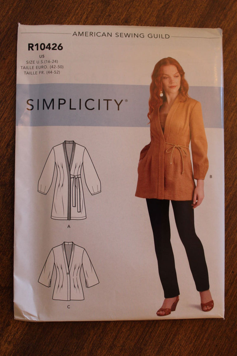 Simplicity R10426, Misses Jacket, Uncut Sewing Pattern, Sz Varies