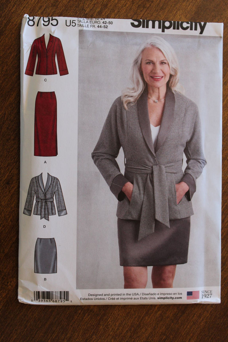Simplicity 8795, Womens Skirts, Jackets, Uncut Sewing Pattern