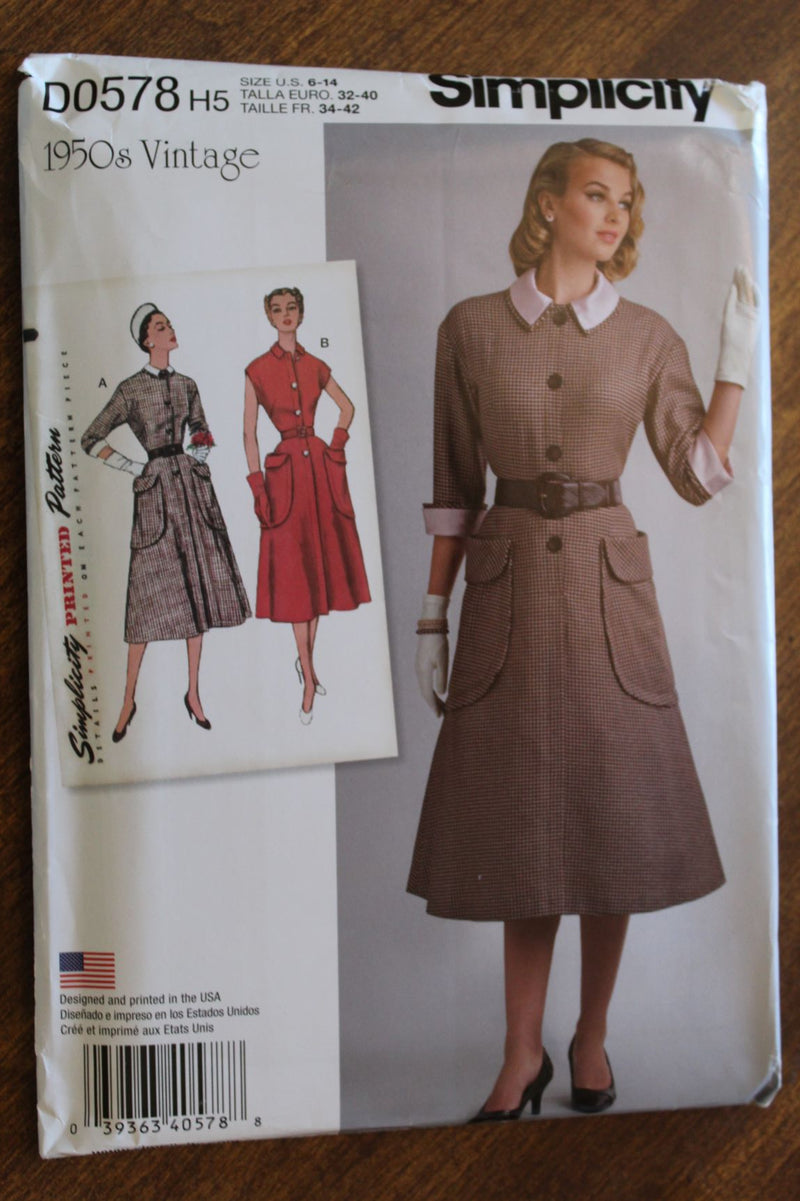 Simplicity D0578, Misses Dresses, 1950s, Uncut Sewing Pattern