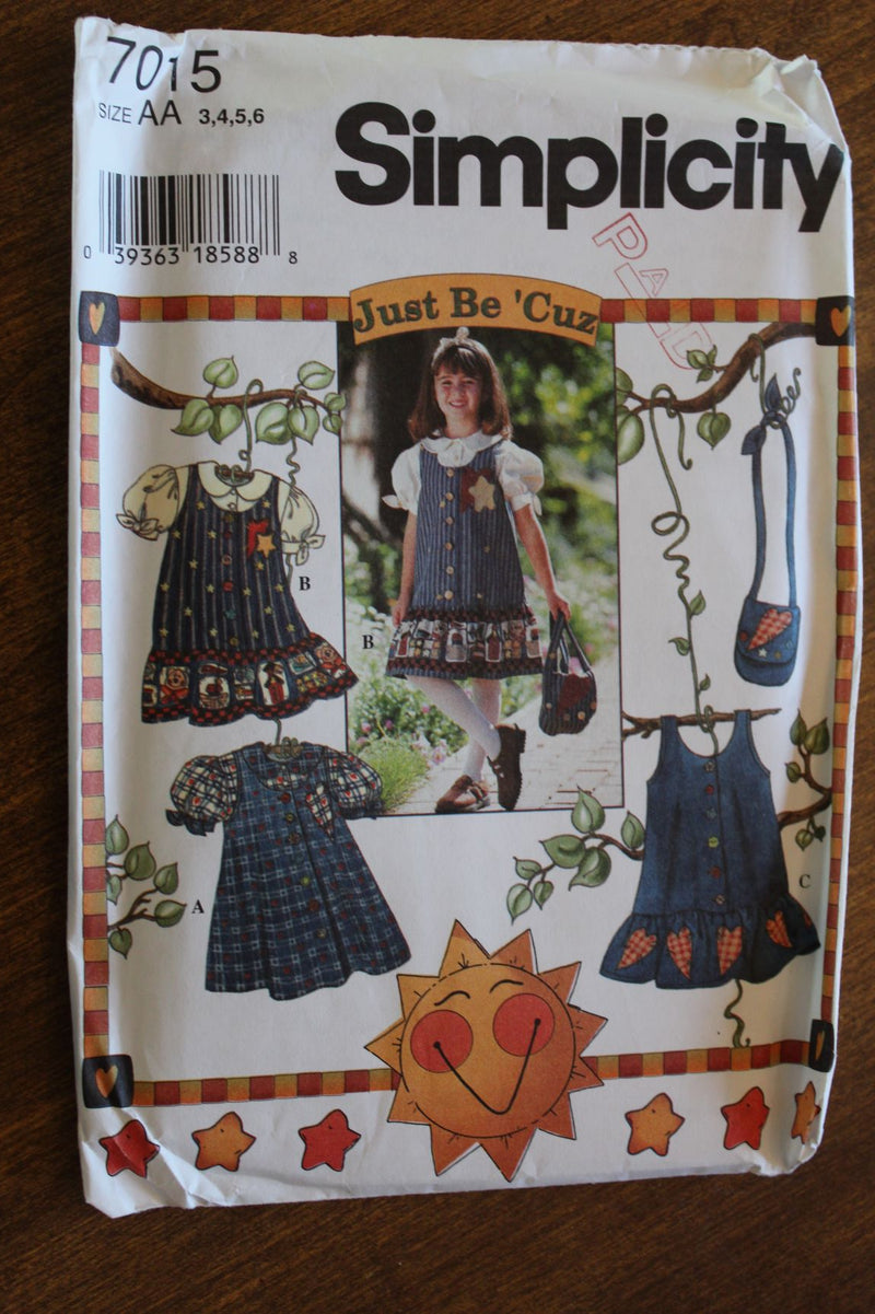 Simplicity 7015, Girls Dresses, Jumpers, Uncut Sewing Pattern