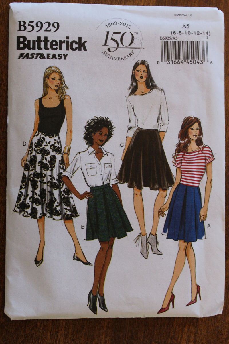 Butterick B5929, Misses Skirts, Uncut Sewing Pattern