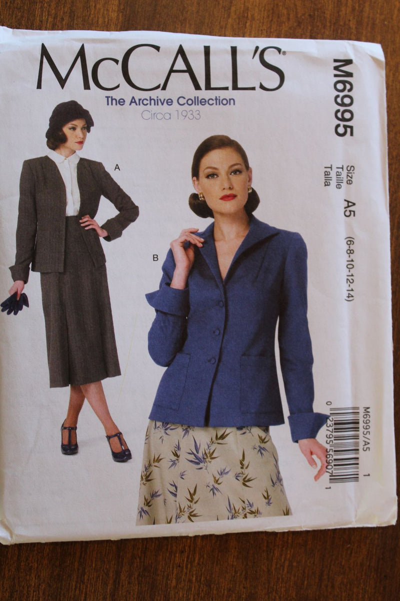 McCalls M6995, Misses Jackets, Lined, Archive Collection, Uncut Sewing Pattern