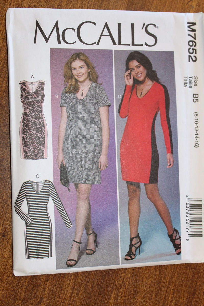 McCalls M7652, Misses Dresses, Knit Dresses, Uncut Sewing Pattern