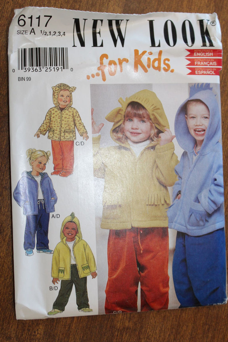 New Look 6117, Childrens Pants, Jackets, Lined, Uncut Sewing Pattern