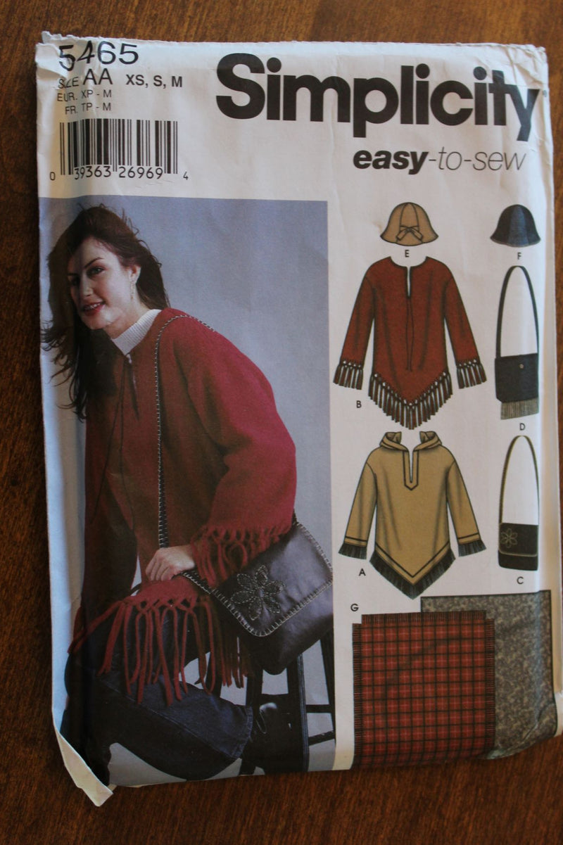 Simplicity 5465, Misses Tops, Bags, Hats, Blankets, Uncut Sewing Pattern