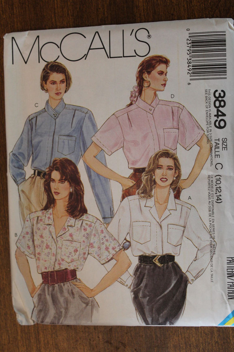 McCalls 3849, Misses Blouses, Shirts, Uncut Sewing Pattern