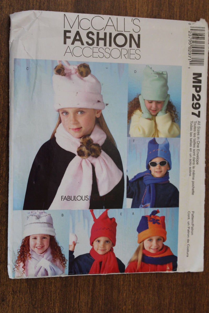 McCalls MP297, Childrens Hats, Scarves, Mittens, Uncut Sewing Pattern