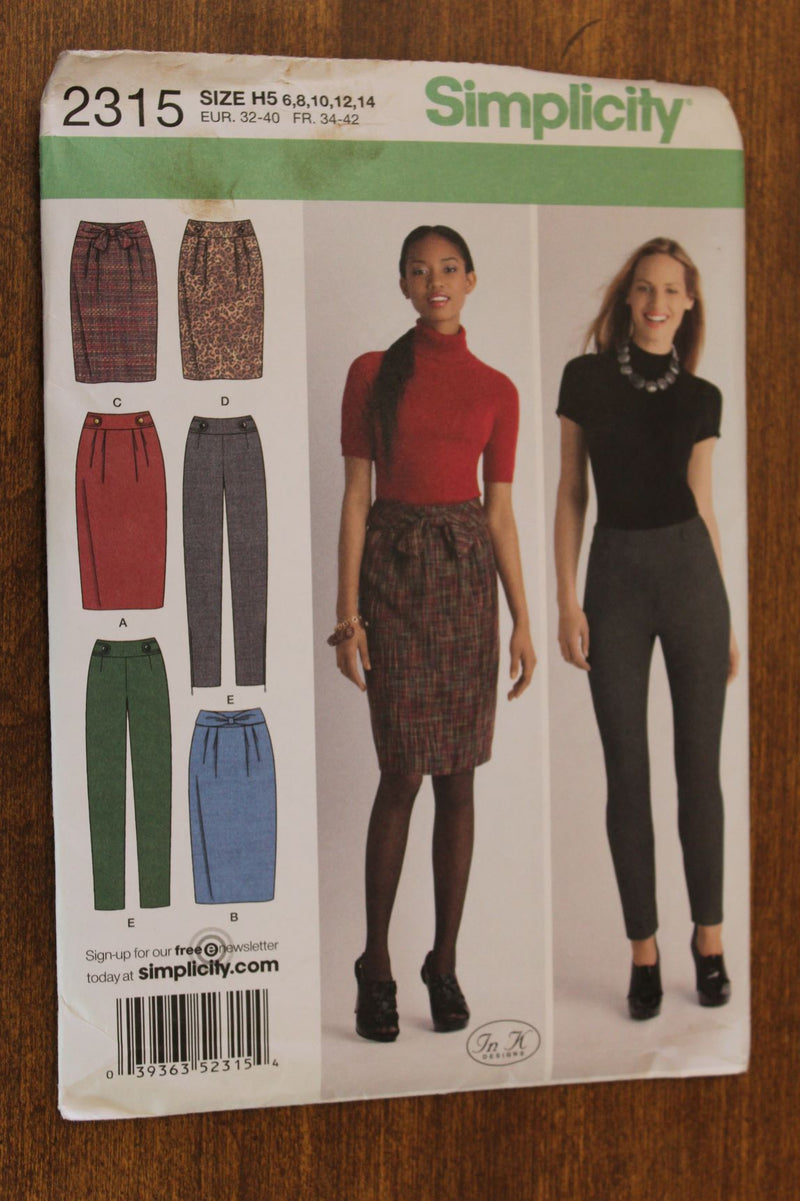 Simplcity 2315, Misses Pants, Skirts, Uncut Sewing Pattern
