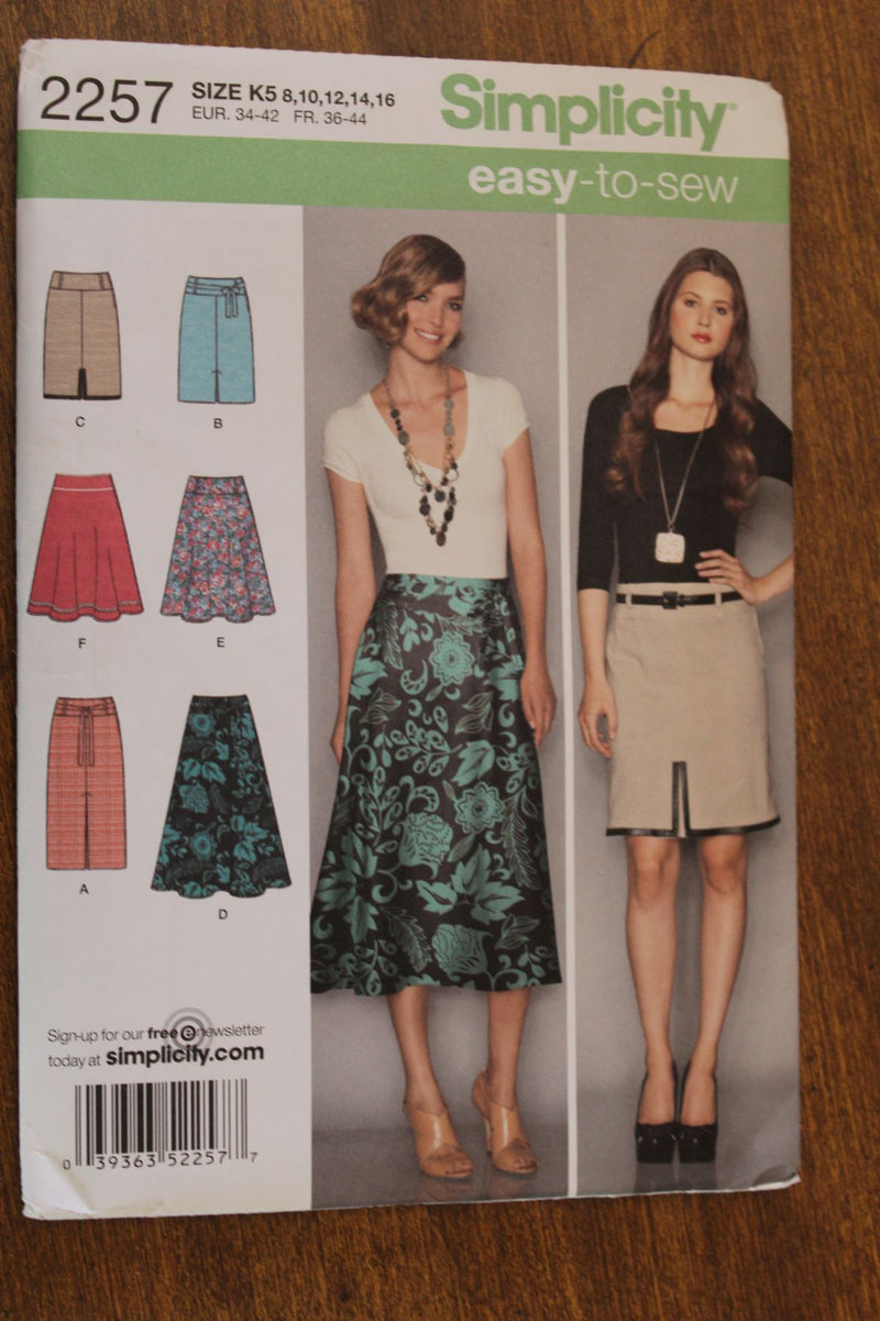 Simplicity 2257, Misses Skirts, Uncut Sewing Pattern