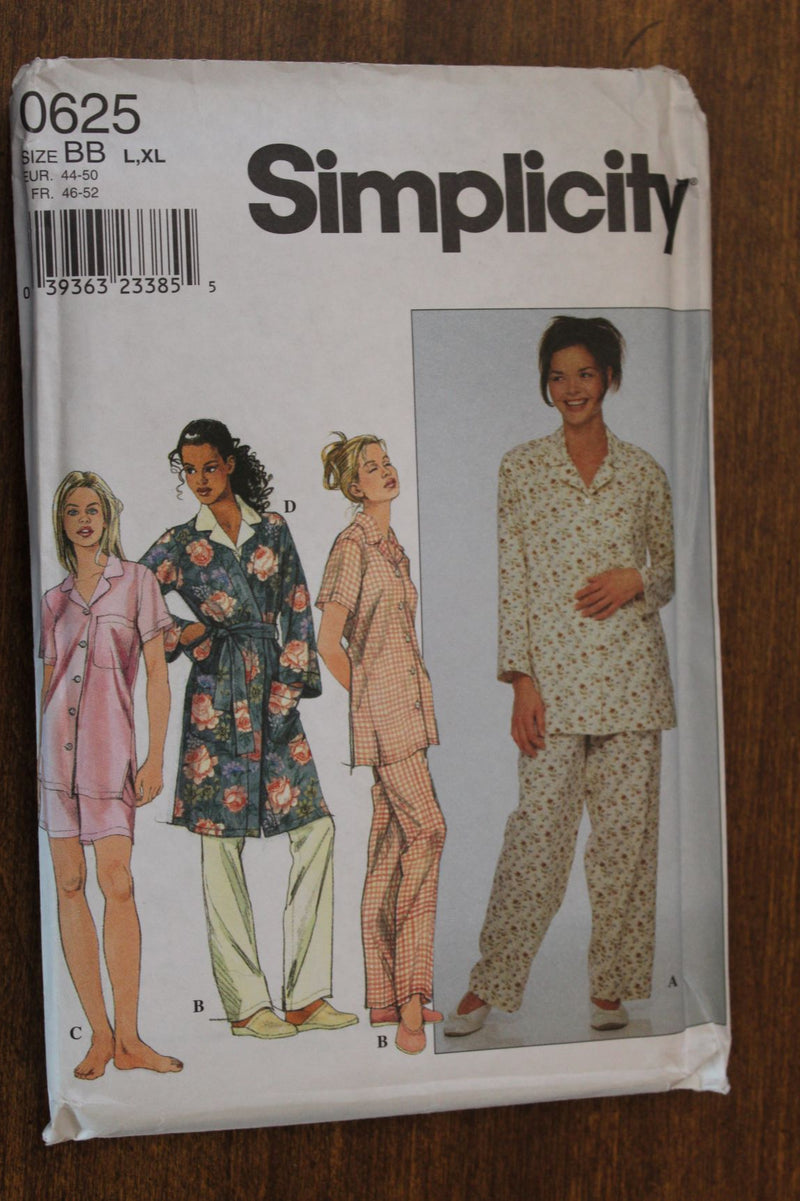 Simplicity 0625, Misses Sleepwear, Robes, Pajamas, Uncut Sewing Pattern