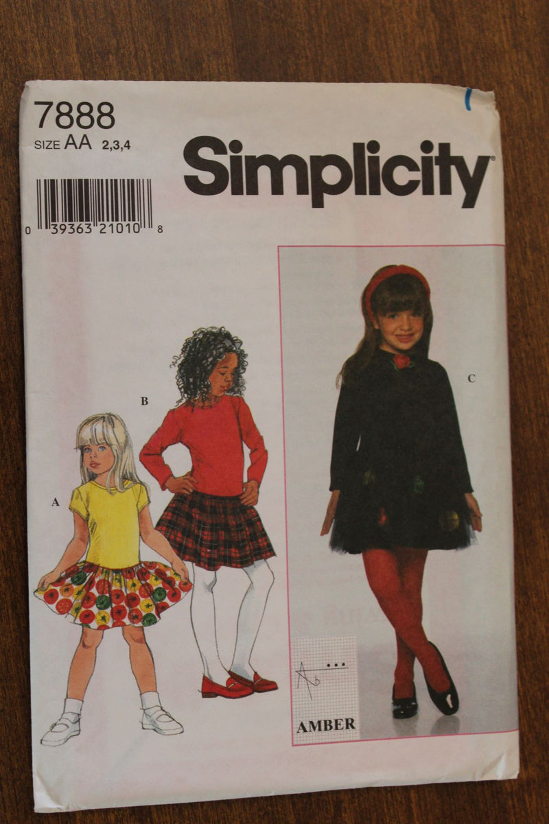Simplicity 7888, Girls Dresses, Pullover Style, Uncut Sewing Pattern