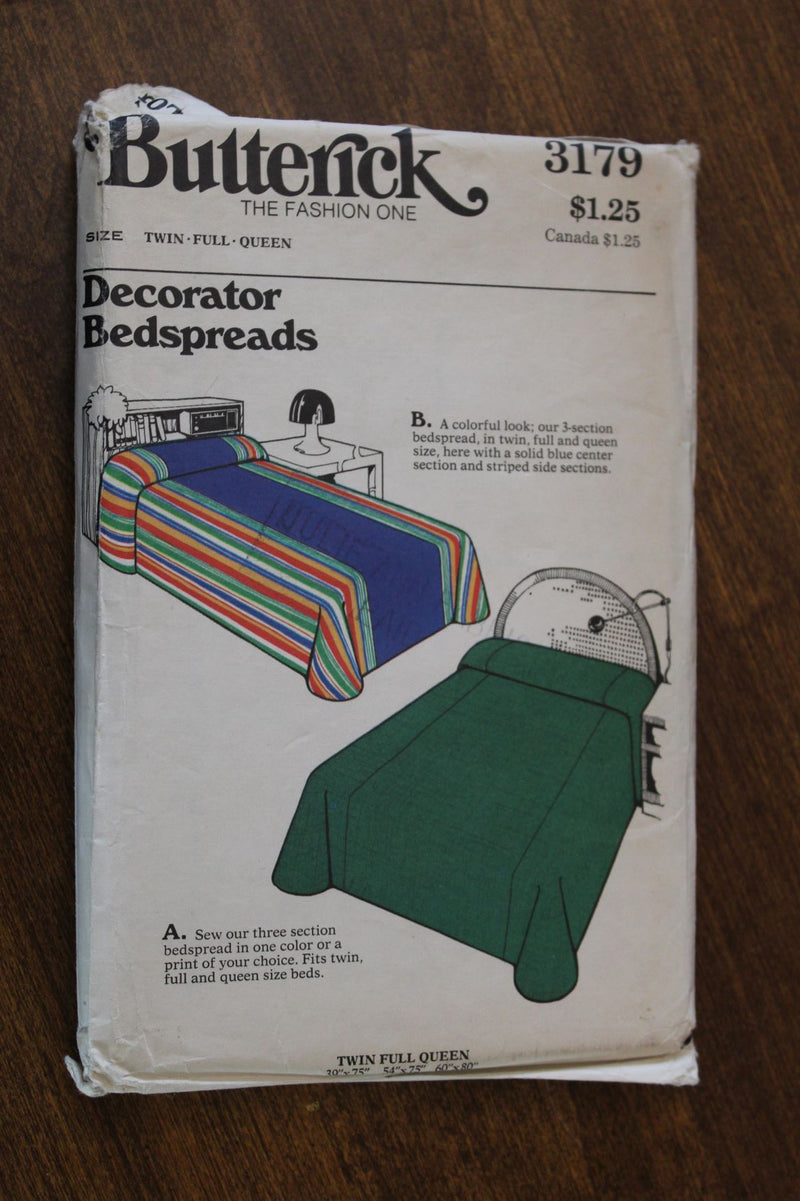 Butterick 3179, Bedding, Home Decor, Bedspreads, Uncut Sewing Pattern