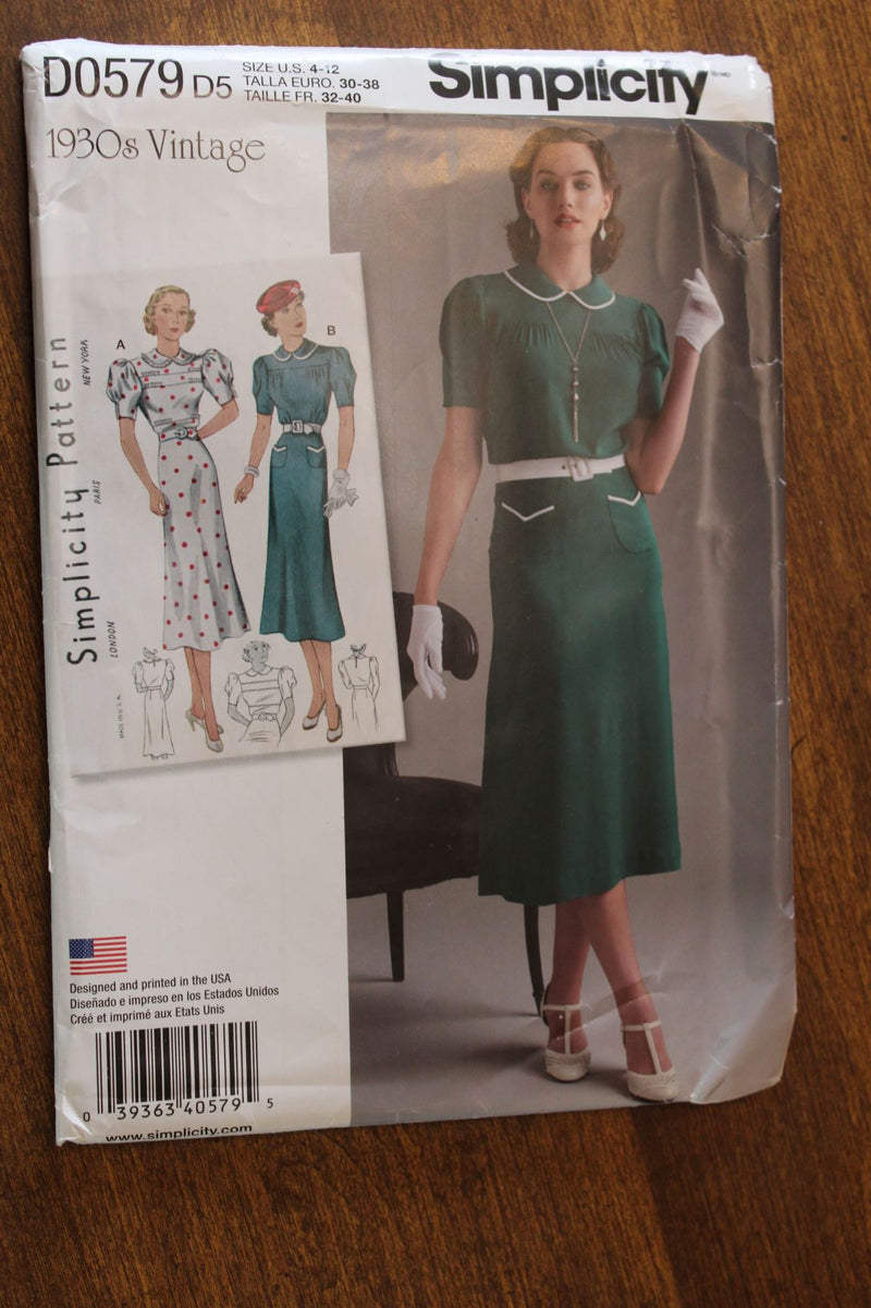 Simplicity D0579, Misses Dresses, Retro, Uncut Sewing Pattern