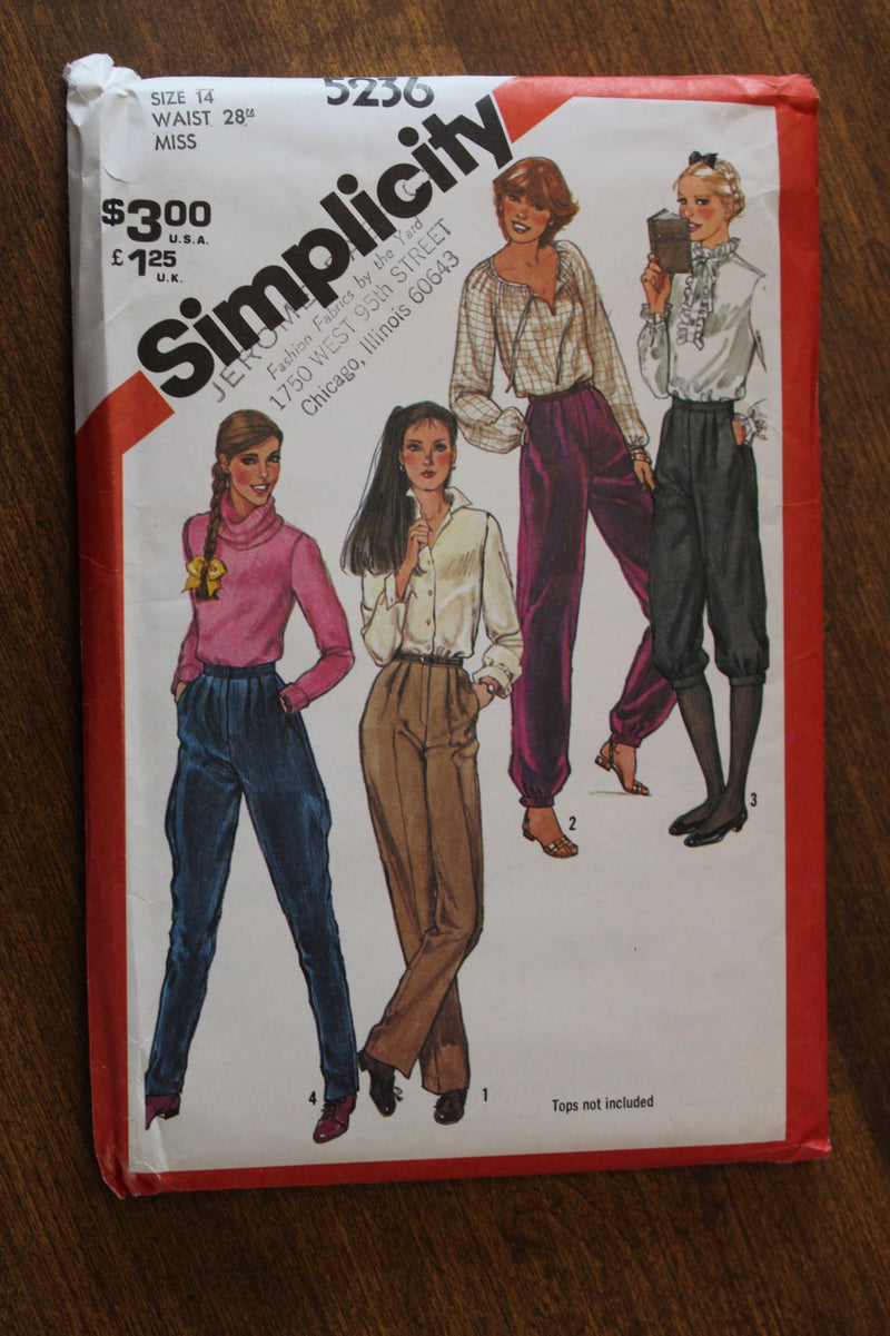 Simplicity 5236, Misses Pants, Uncut Sewing Pattern