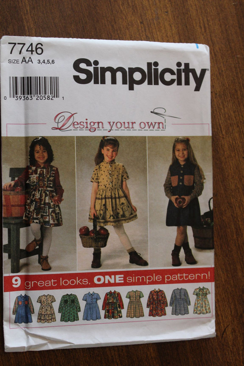 Simplicity 7746, Girls Dresses, Uncut Sewing Pattern