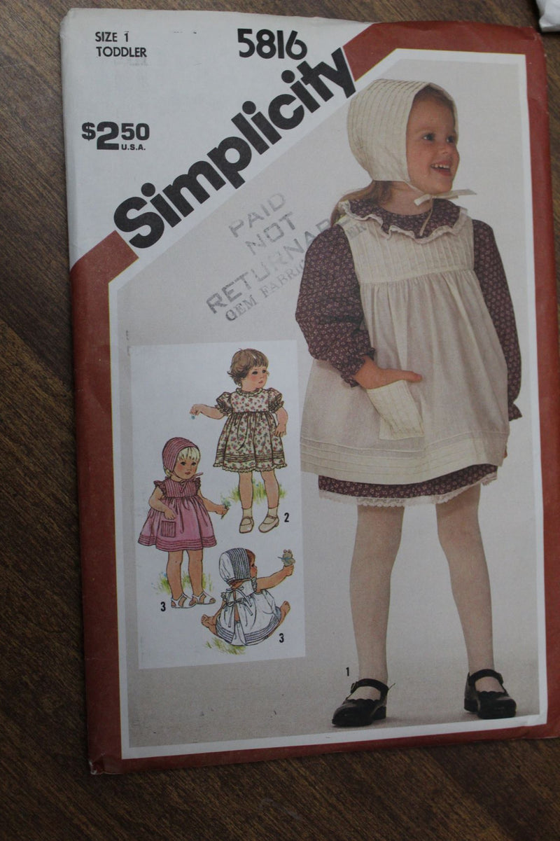 Simplicity 5816, Childrens Dresses, Uncut Sewing Pattern
