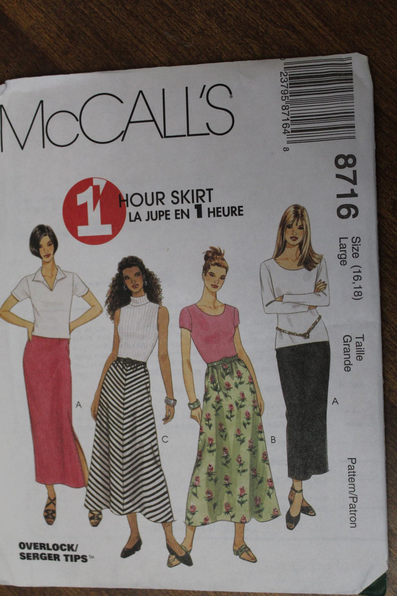 McCalls 8716, Misses Skirts, Pull on Style, Uncut Sewing Pattern