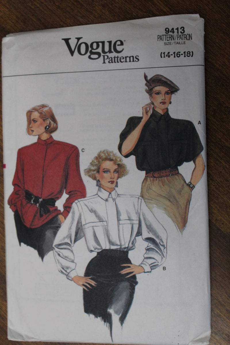 Vogue 9413, Misses Blouses, Uncut Sewing Pattern