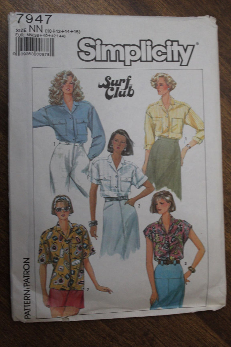 Simplicity 7947, Misses Blouses, Shirts, Uncut Sewing Pattern