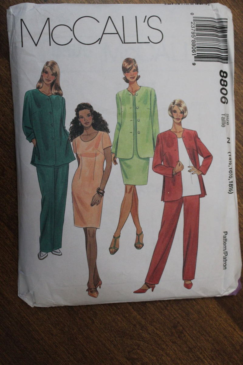 McCalls 8806, Misses Separates, Pants, Dress, Tops, Uncut Sewing Pattern