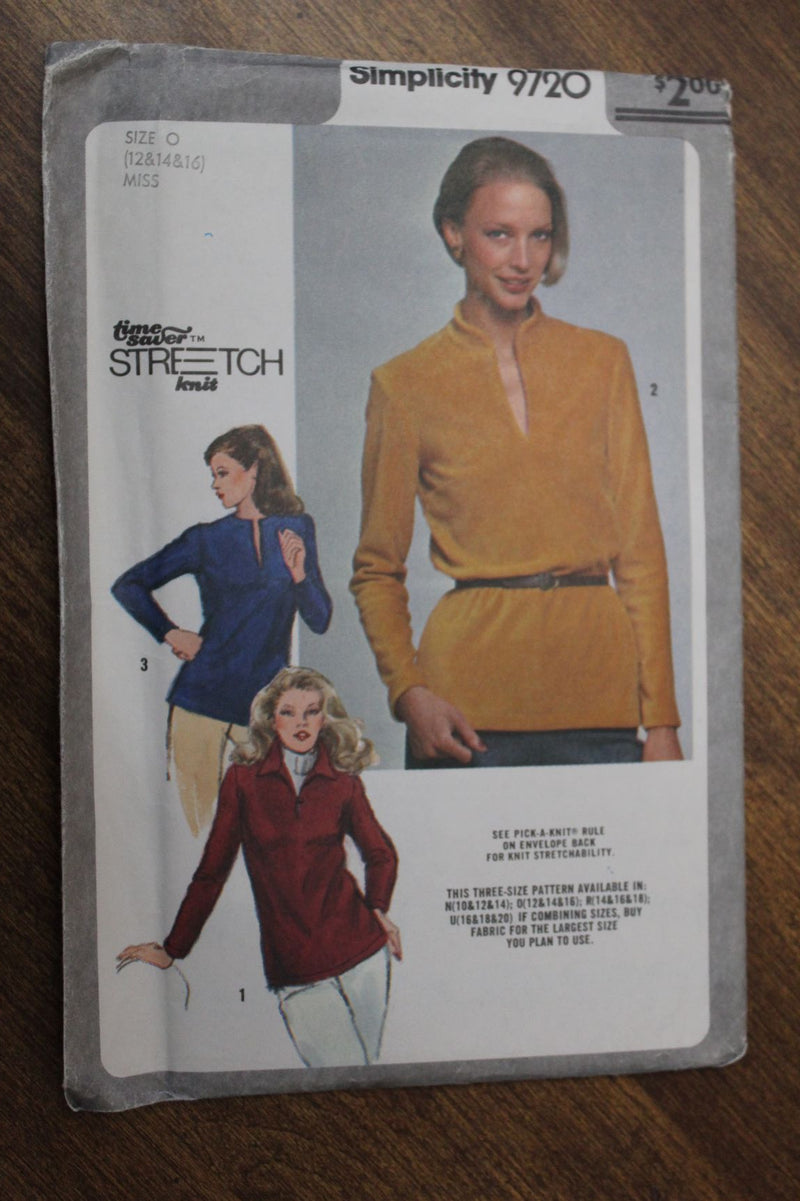 Simplicity 9720, Misses Tops, Pullover, Knit Tops, Uncut Sewing Pattern