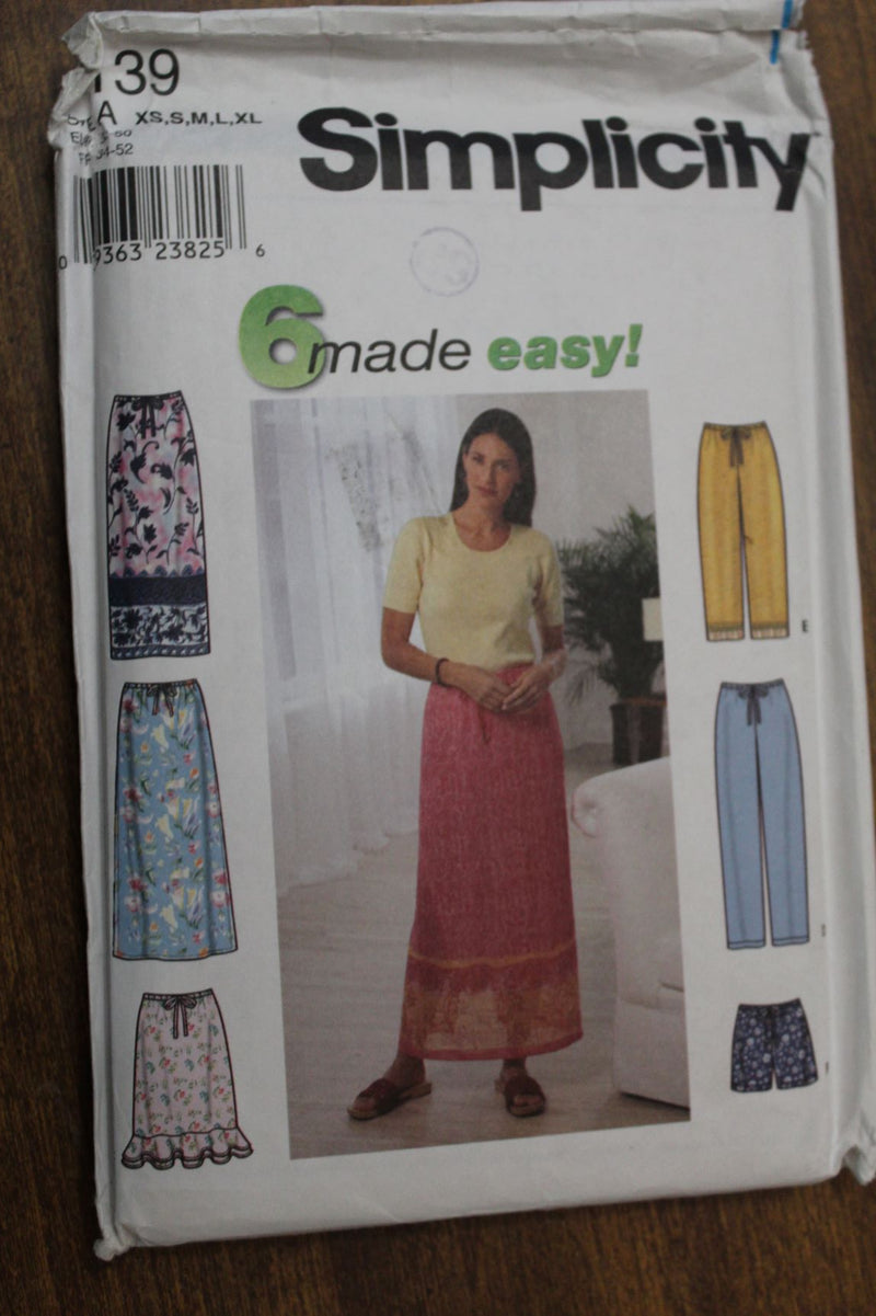 Simplicity 9139, Misses Skirts, Pants, Shorts, Uncut Sewing Pattern