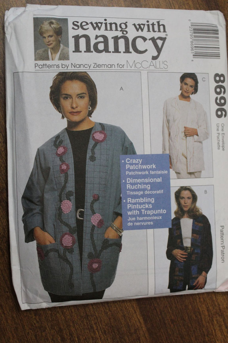 McCalls 8696, Misses Jackets, Lined, Uncut Sewing Pattern