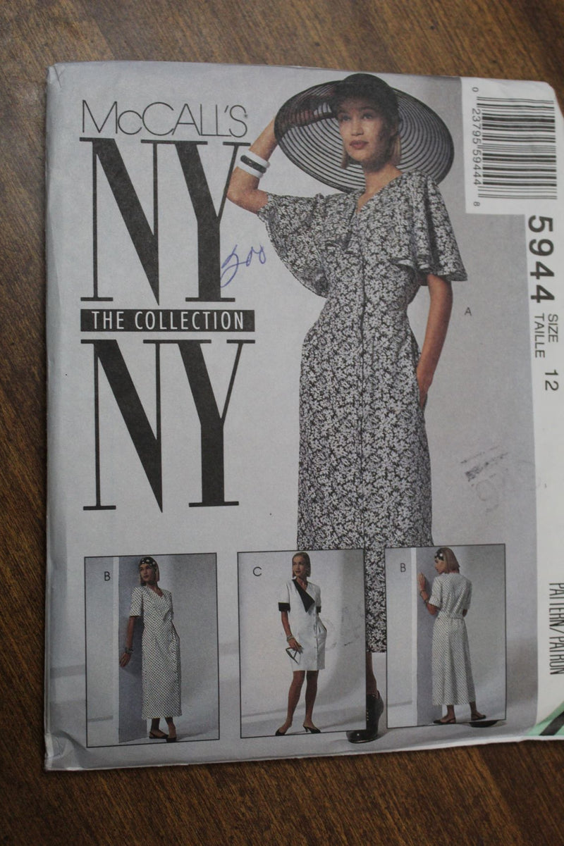 McCalls 5944, NY Collection, Misses Dresses, Uncut Sewing Pattern