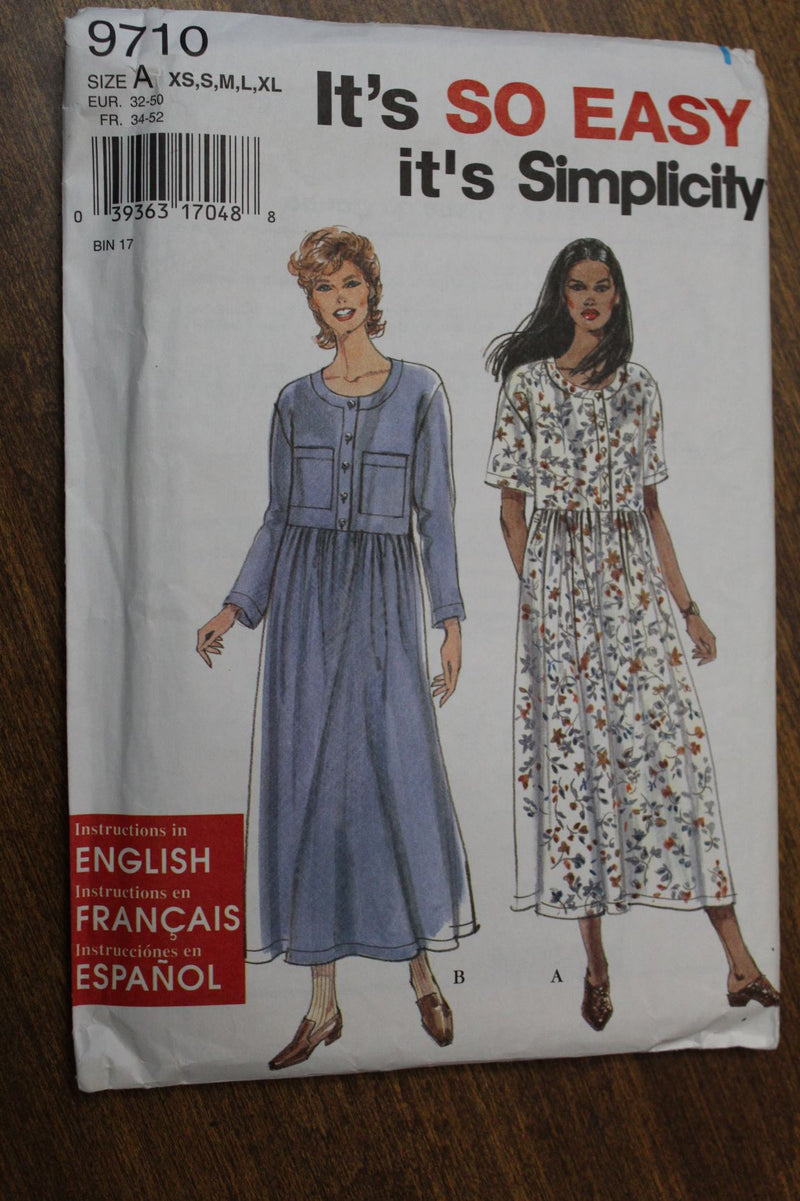 Simplicity 9710, Misses Dresses, Uncut Sewing Pattern