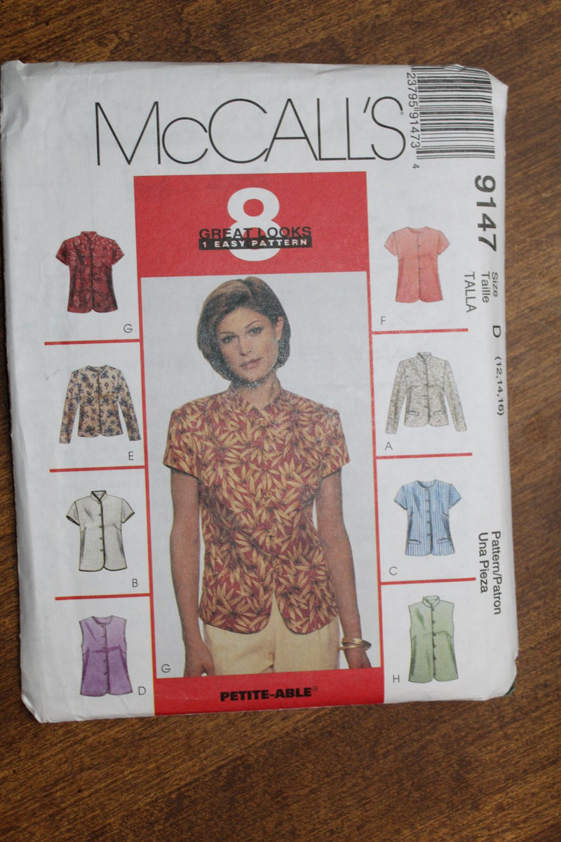 McCalls 9147, Misses Tops, Shirts, Uncut Sewing Pattern