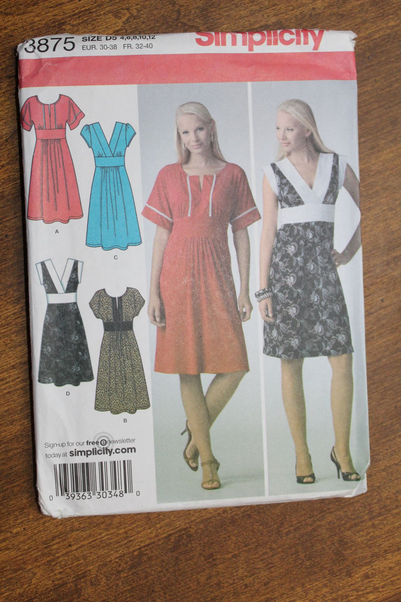 Simplicity 3875, Misses Dresses, Uncut Sewing Pattern